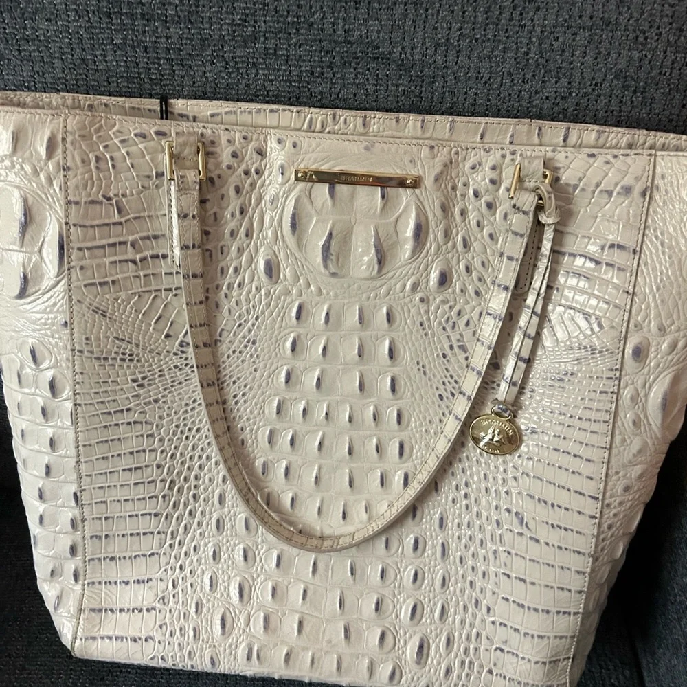 Brahmin Cream Crocodile-Embossed Tote - Picture 1 of 2